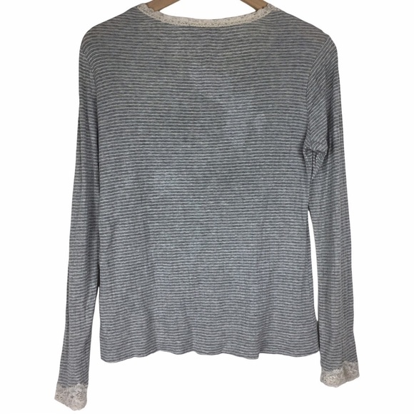 LAUREN RALPH LAUREN Cardigan Top Button Up Stripe Long Sleeve Ribbed Lace Small - Picture 4 of 11